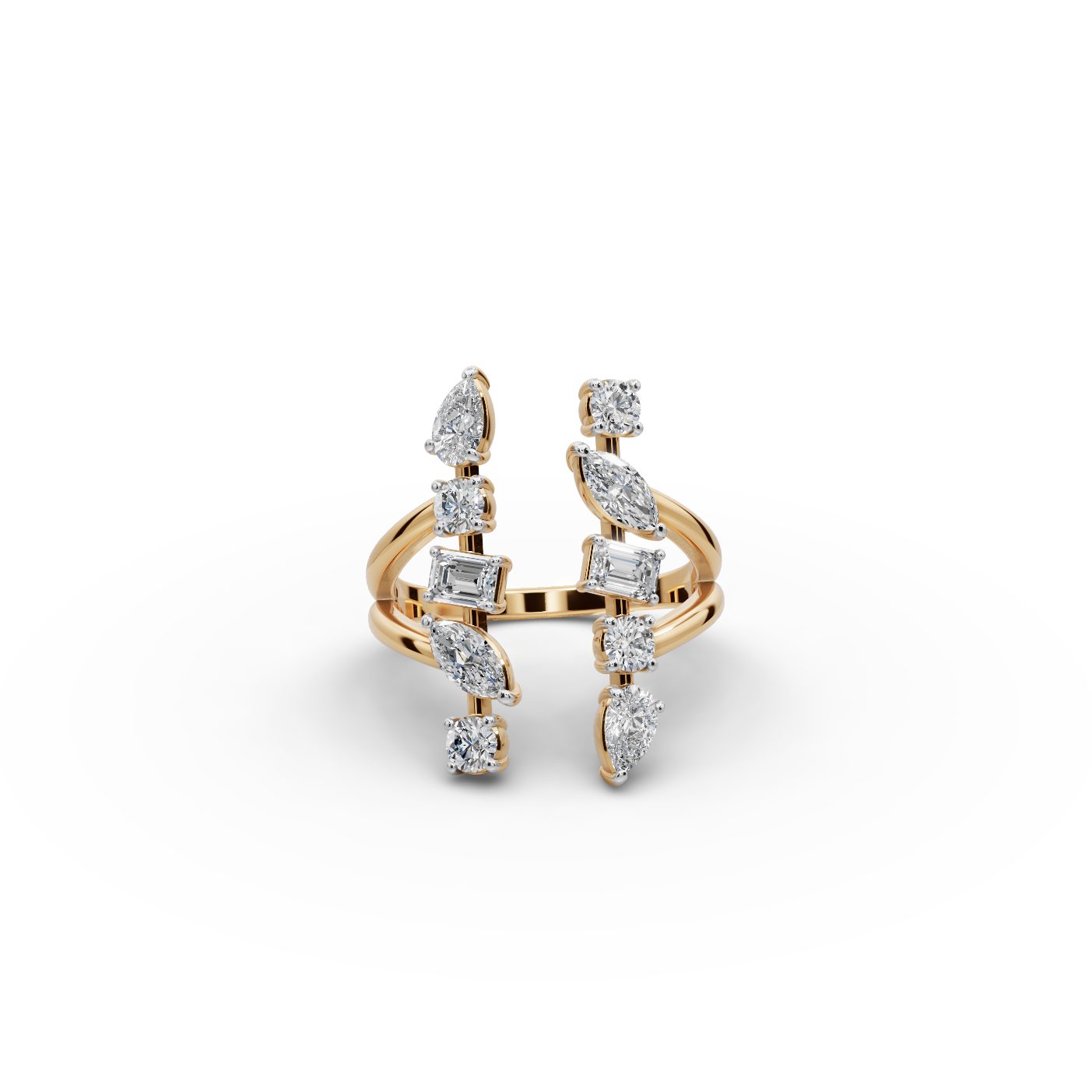 Serene Bloom Round Lab-Grown Diamond Cocktail Ring in yellow gold, set with lab-grown diamonds