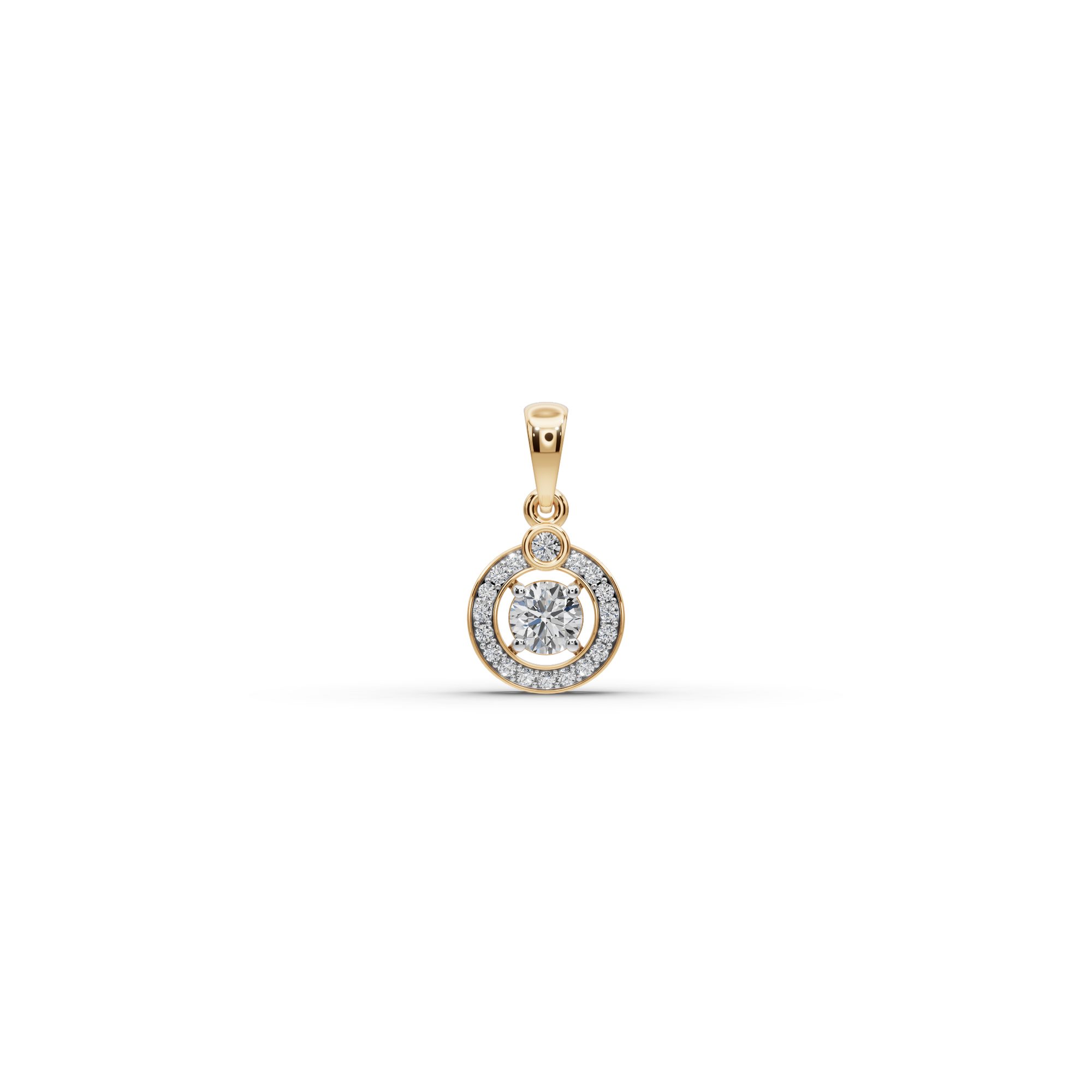 Brilliant Ember Round Lab-Grown Diamond Halo Pendant in yellow gold, set with lab-grown diamonds