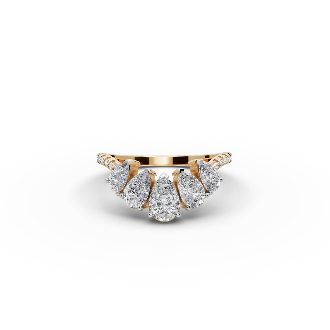 Infinite Aura Pear Lab-Grown Diamond Bands Ring in yellow gold, set with lab-grown diamonds