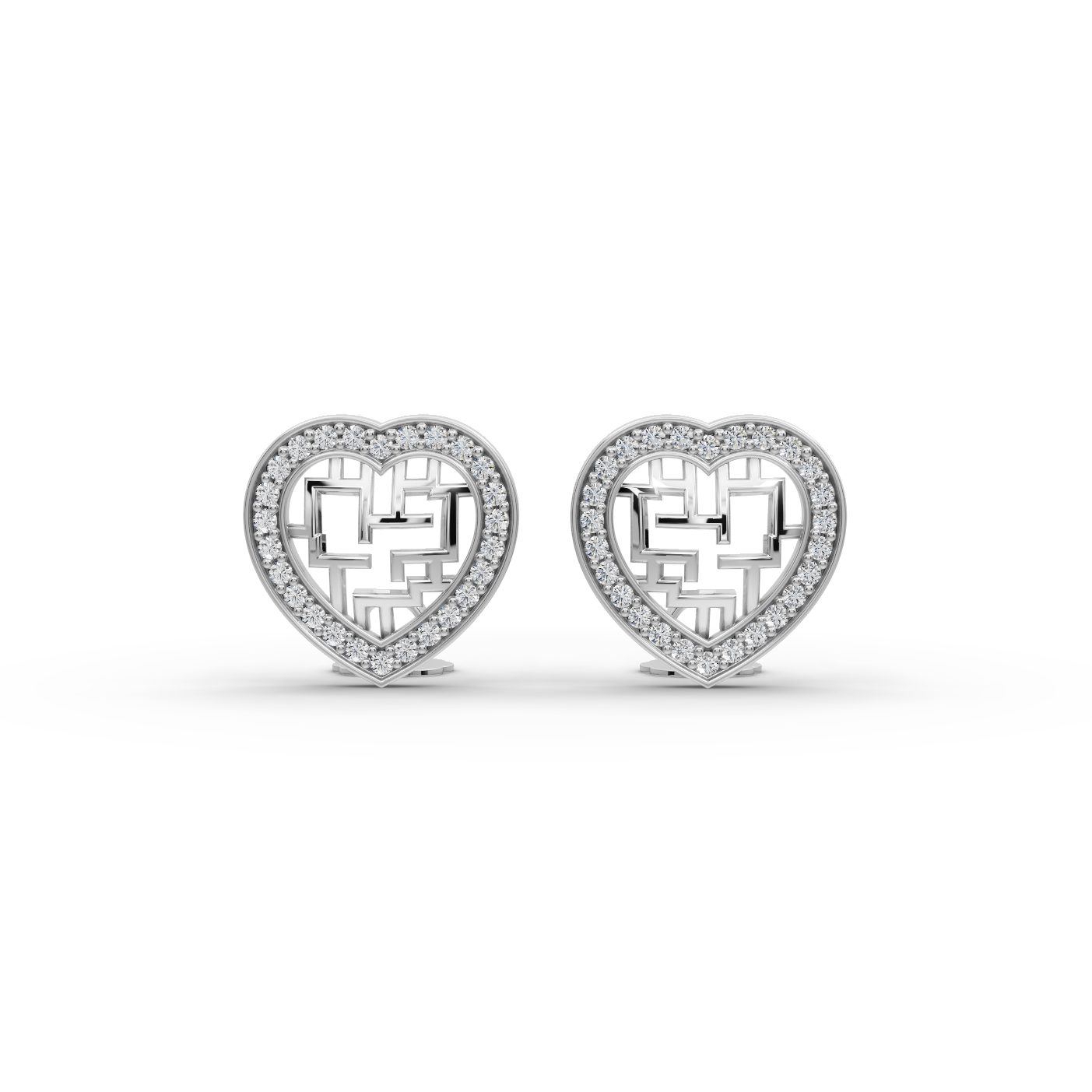 Graceful Promise Heart Stud Lab-Grown Diamond Silver Earring in silver, set with lab-grown diamonds