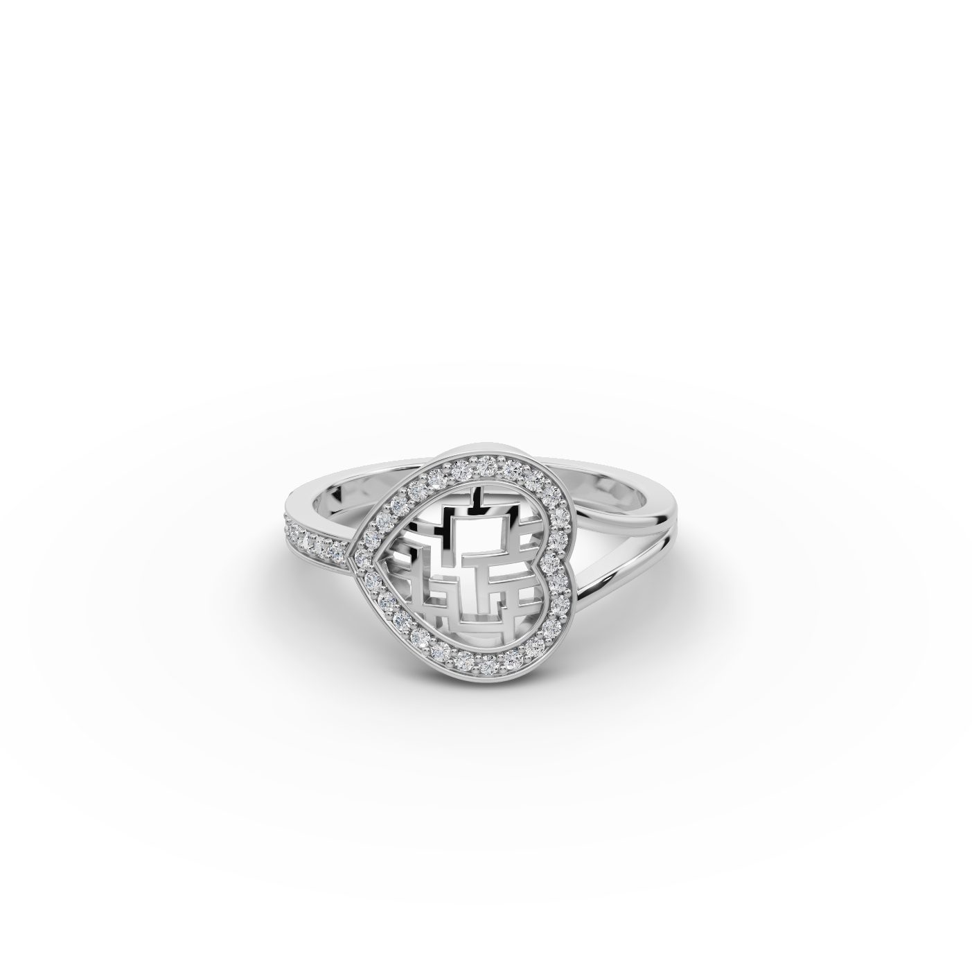 Midnight Dew Heart Lab-Grown Diamond Silver Ring in silver, set with lab-grown diamonds