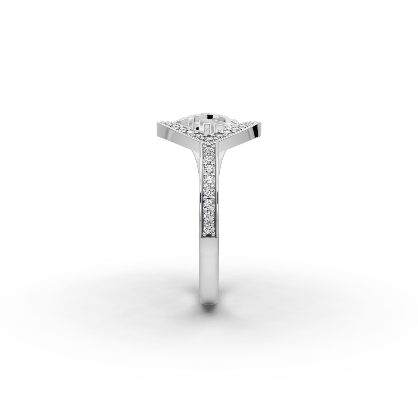 Midnight Dew Heart Lab-Grown Diamond Silver Ring in silver