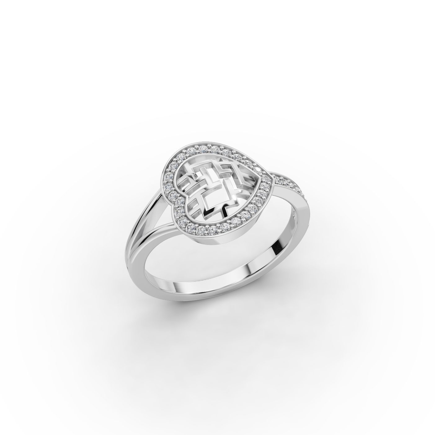 Midnight Dew Heart Lab-Grown Diamond Silver Ring in silver