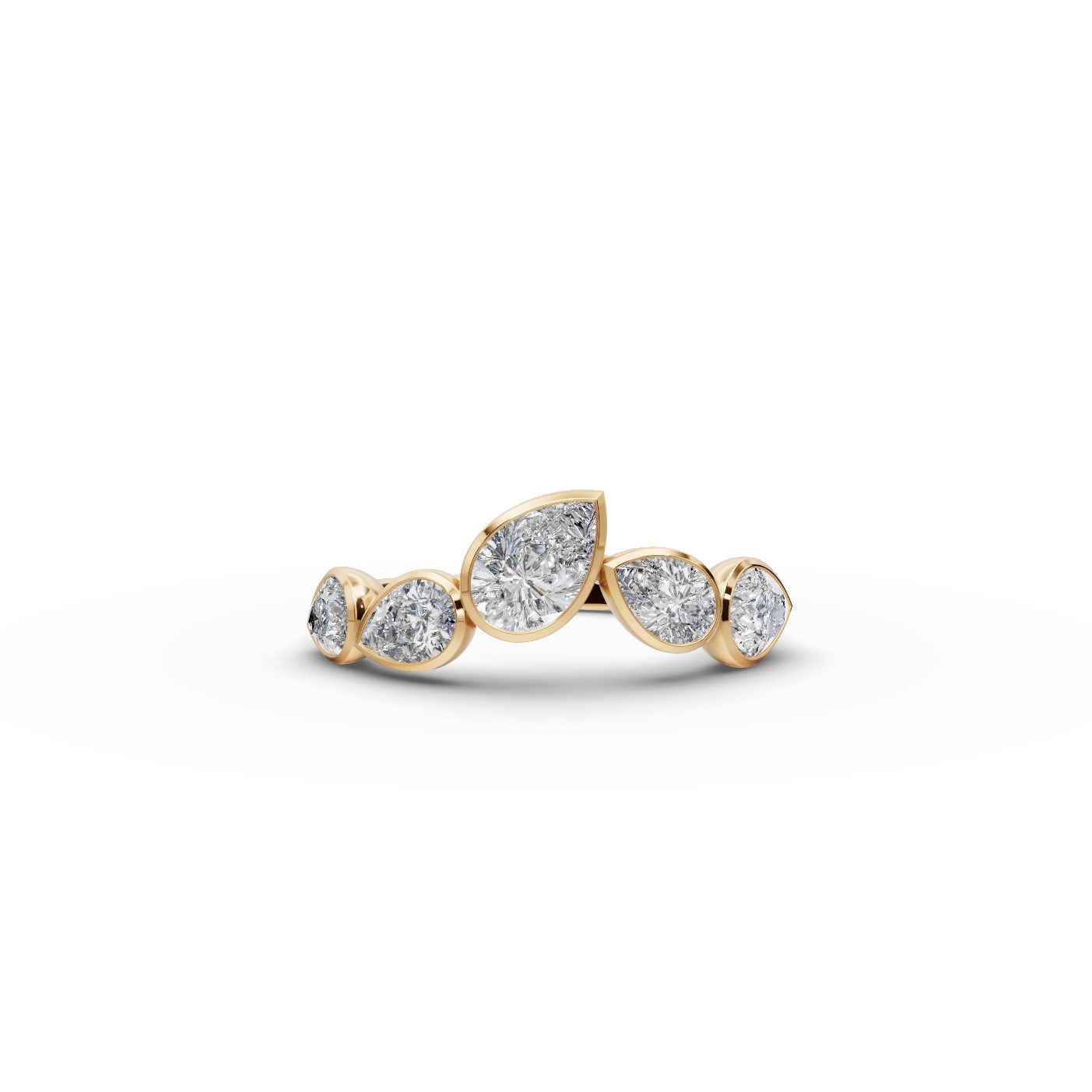 Royal Glow Pear Lab-Grown Diamond Five Stone Ring in yellow gold, set with lab-grown diamonds