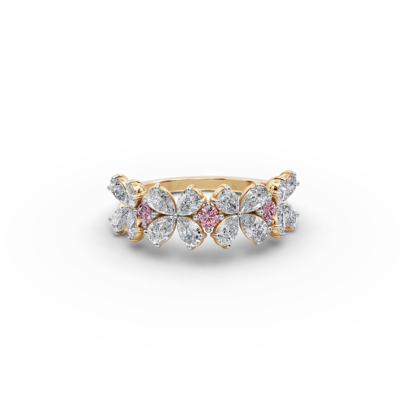 Classic Dew Pear Lab-Grown Diamond Bands Ring in yellow gold, set with lab-grown diamonds