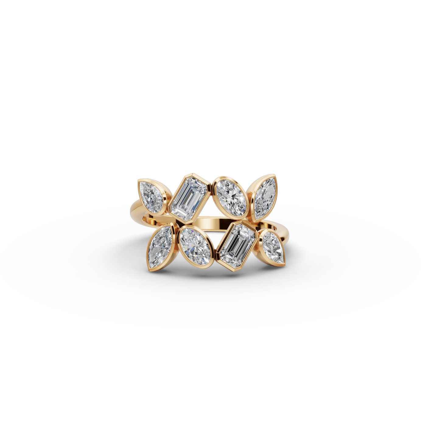Classic Muse Emerald Lab-Grown Diamond Cocktail Ring in yellow gold, set with lab-grown diamonds