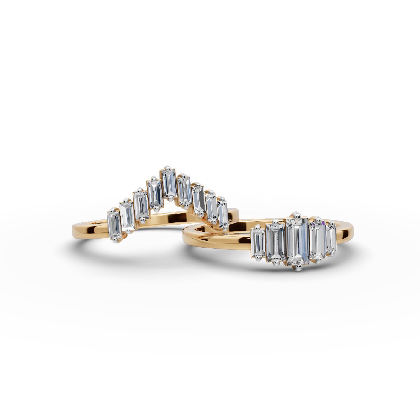 Delicate Reverie Baguette Lab-Grown Diamond Bands Ring in yellow gold, set with lab-grown diamonds