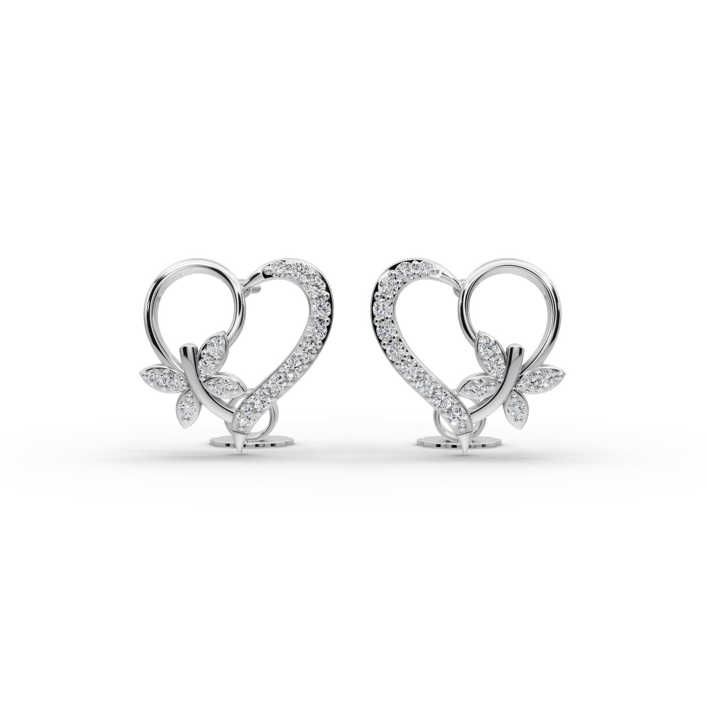 Eternal Bloom Heart Stud Lab-Grown Diamond Silver Earring in silver, set with lab-grown diamonds