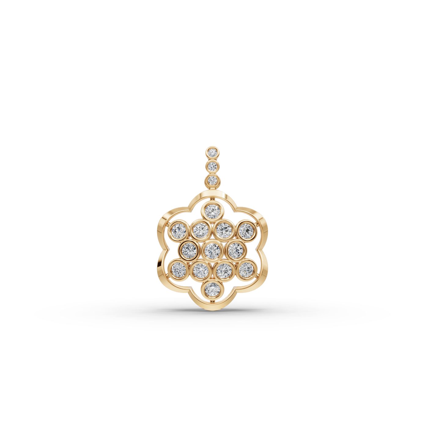 Enduring Whisper Round Lab-Grown Diamond Cluster Pendant in yellow gold, set with lab-grown diamonds