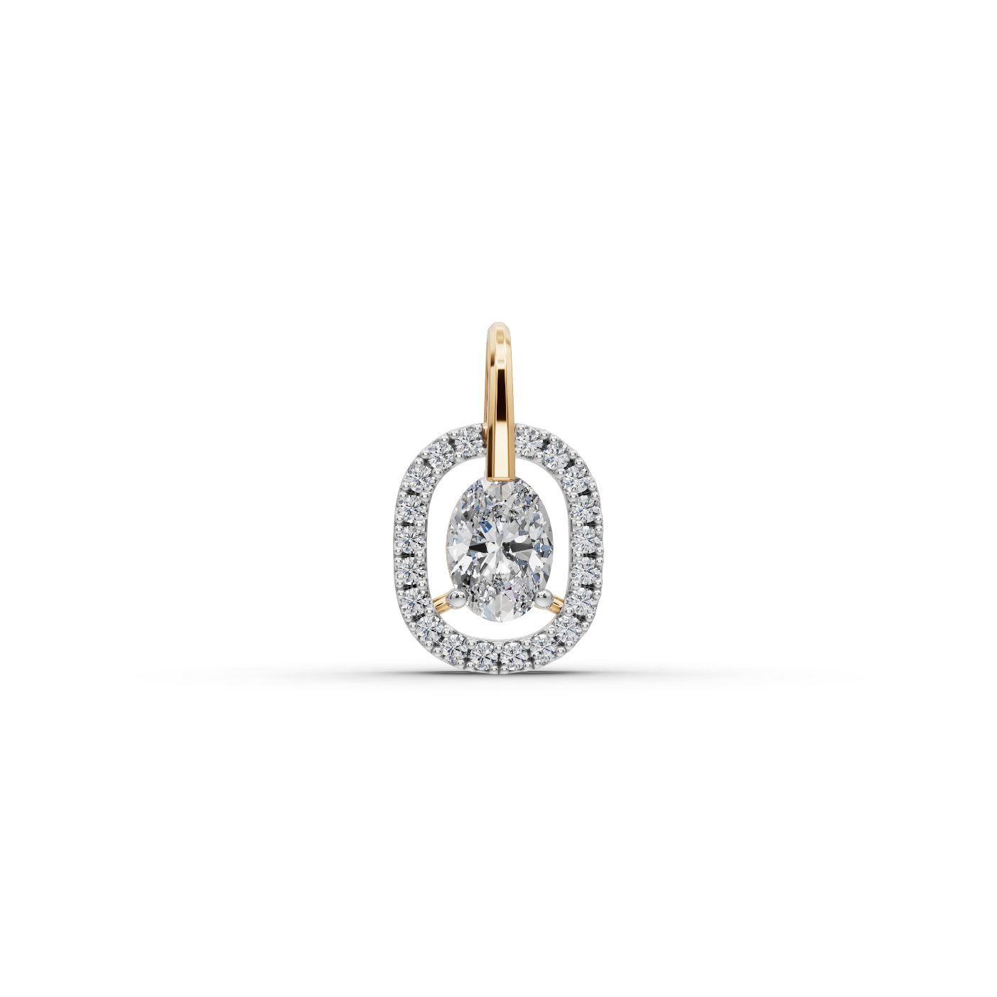 Classic Glow Oval Lab-Grown Diamond Halo Pendant in yellow gold, set with lab-grown diamonds
