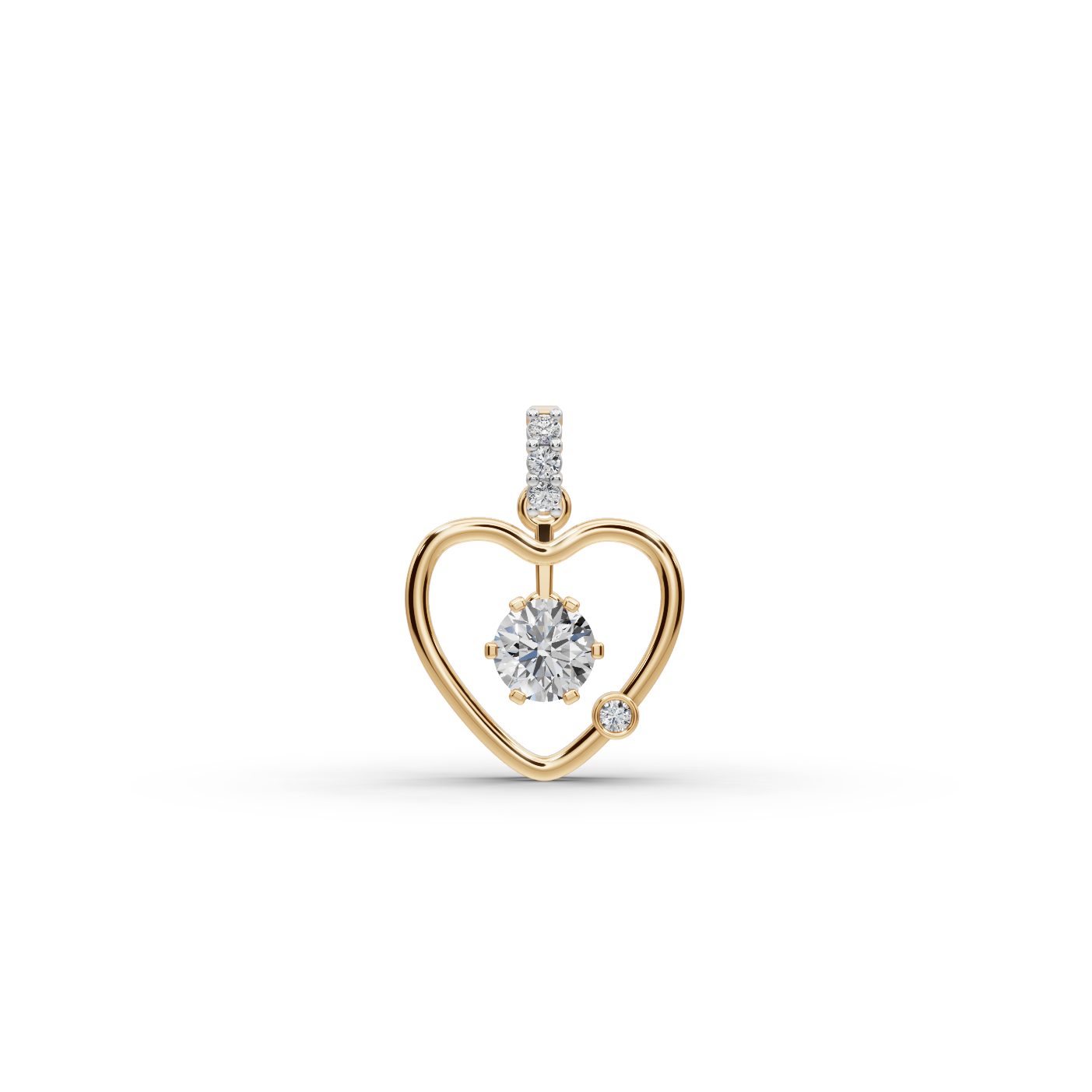 Elegant Grace Heart Lab-Grown Diamond Pendant in yellow gold, set with lab-grown diamonds