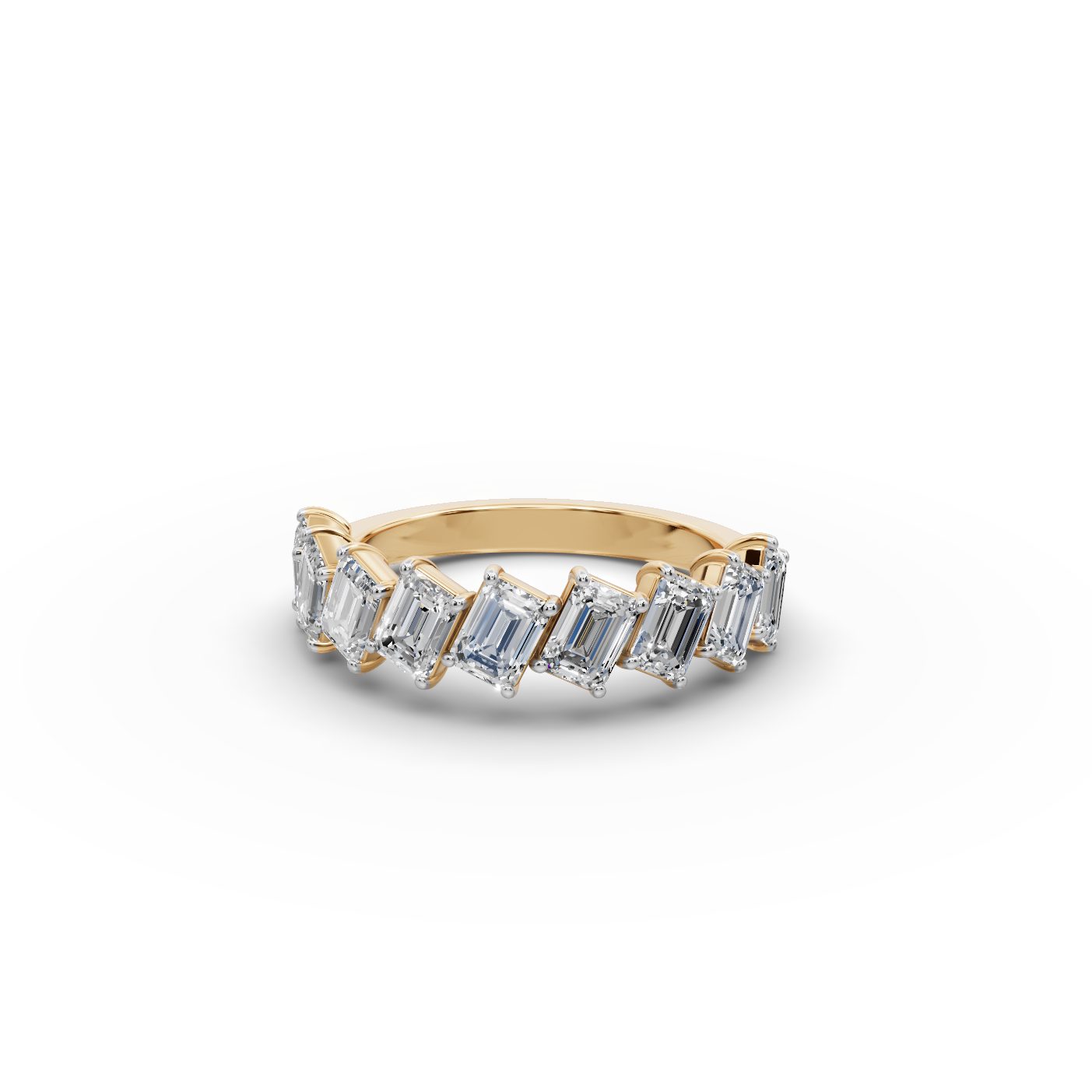 Eternal Cascade Emerald Lab-Grown Diamond Bands Ring in yellow gold, set with lab-grown diamonds