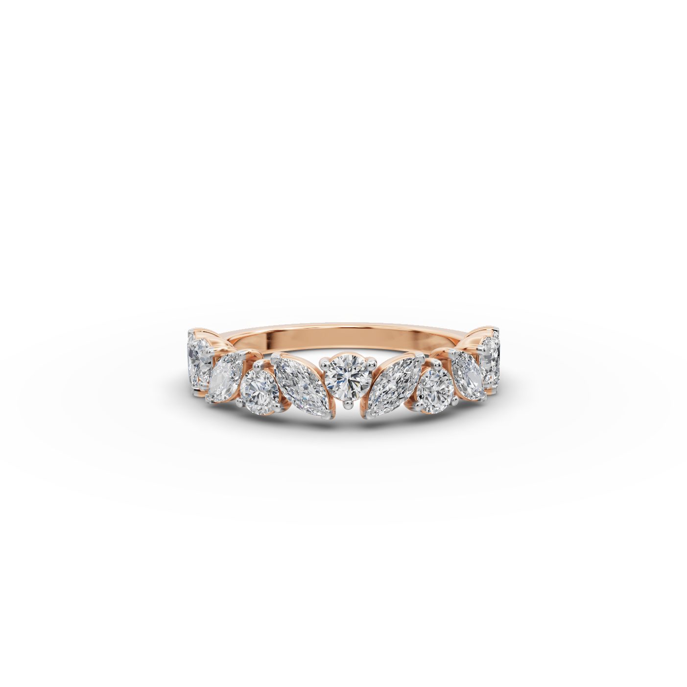Graceful Reverie Marquise Lab-Grown Diamond Bands Ring in rose gold