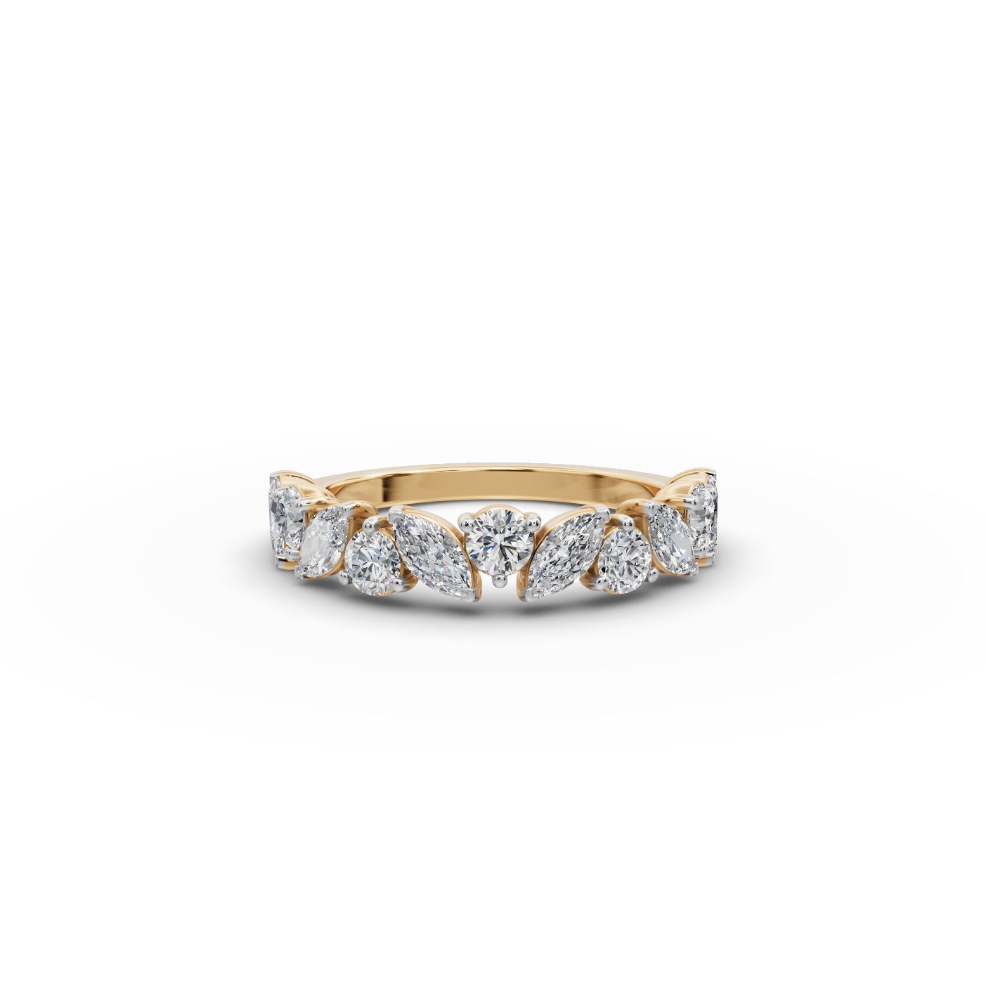 Graceful Reverie Marquise Lab-Grown Diamond Bands Ring in yellow gold, set with lab-grown diamonds