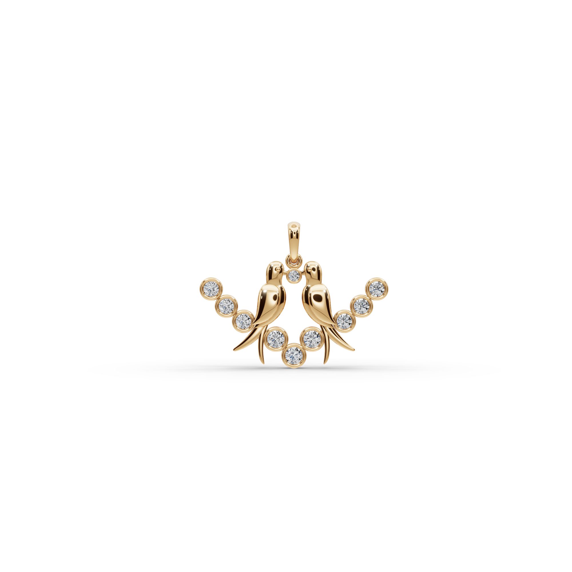 Everlasting Muse Lovebirds Lab-Grown Diamond Pendant in yellow gold, set with lab-grown diamonds