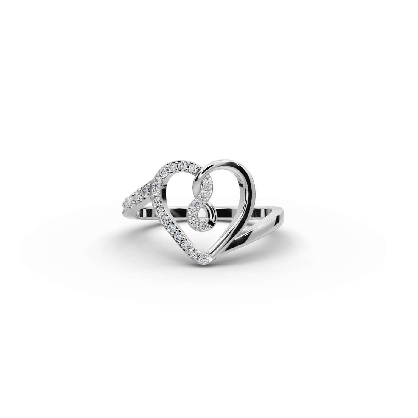 Majestic Reverie Heart Lab-Grown Diamond Silver Ring in silver, set with lab-grown diamonds