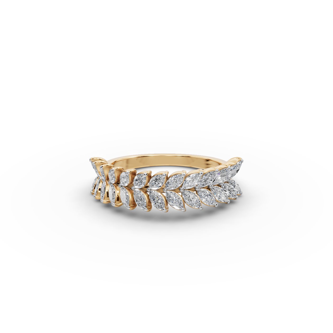 Opulent Promise Marquise Lab-Grown Diamond Bands Ring in yellow gold, set with lab-grown diamonds