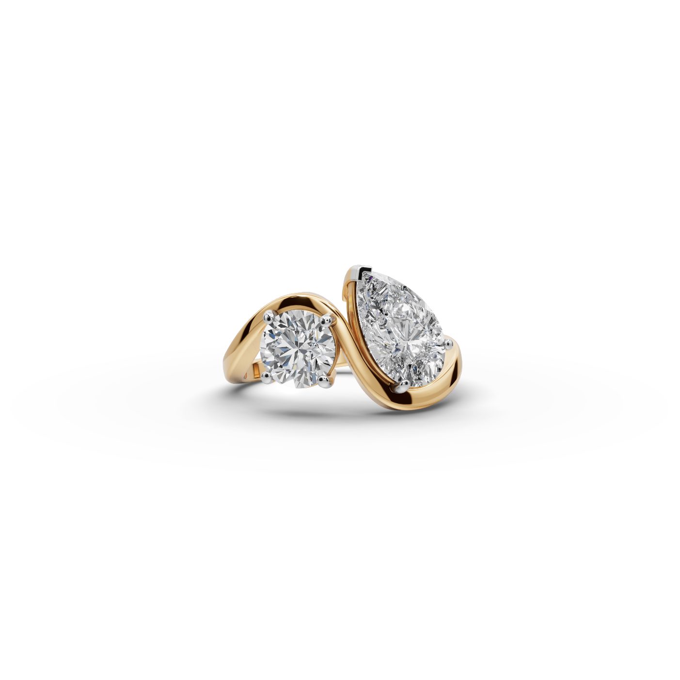 Golden Signature Pear Lab-Grown Diamond Two Stone Toi Et Moi in yellow gold, set with lab-grown diamonds