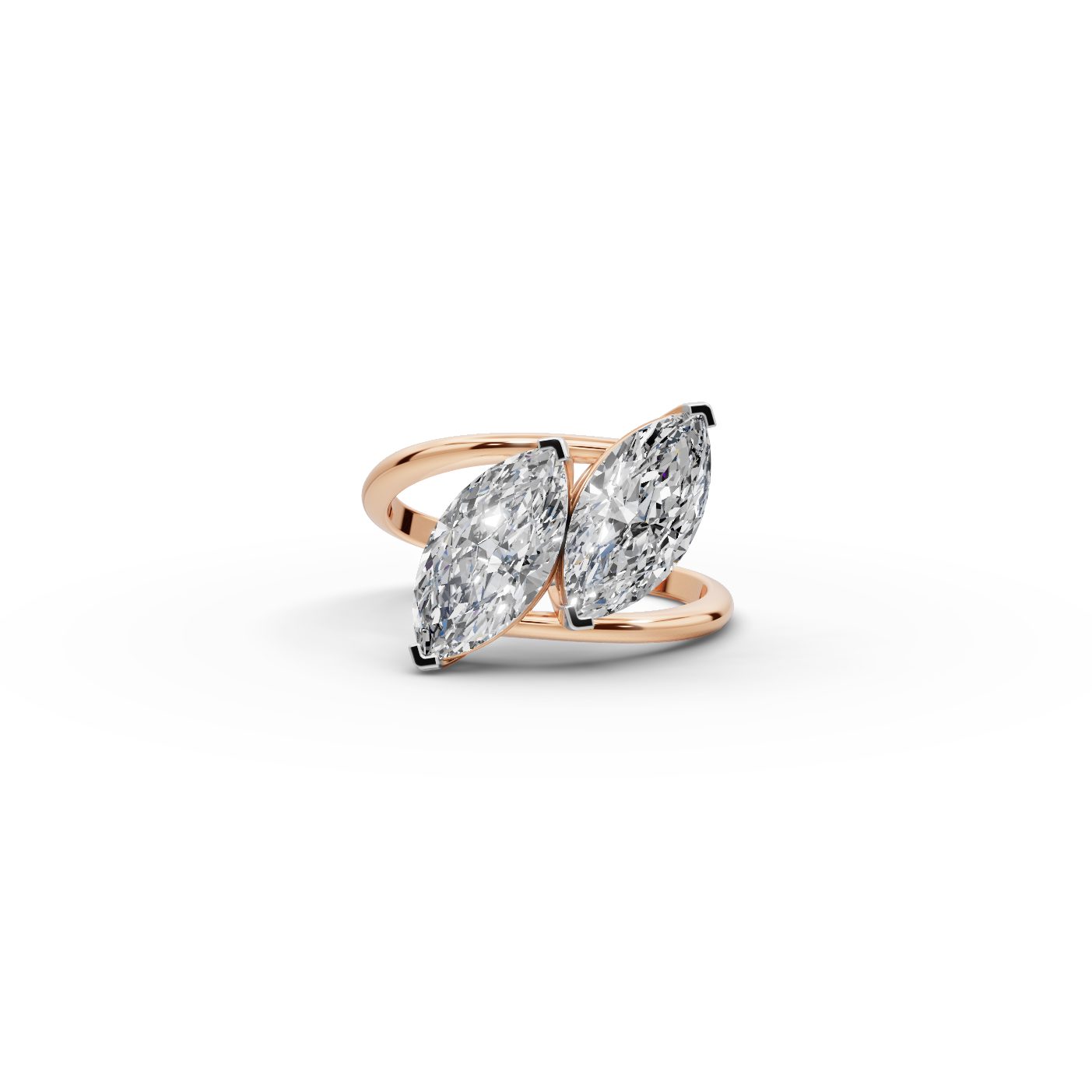 Royal Trail Marquise Lab-Grown Diamond Two Stone Toi Et Moi in rose gold