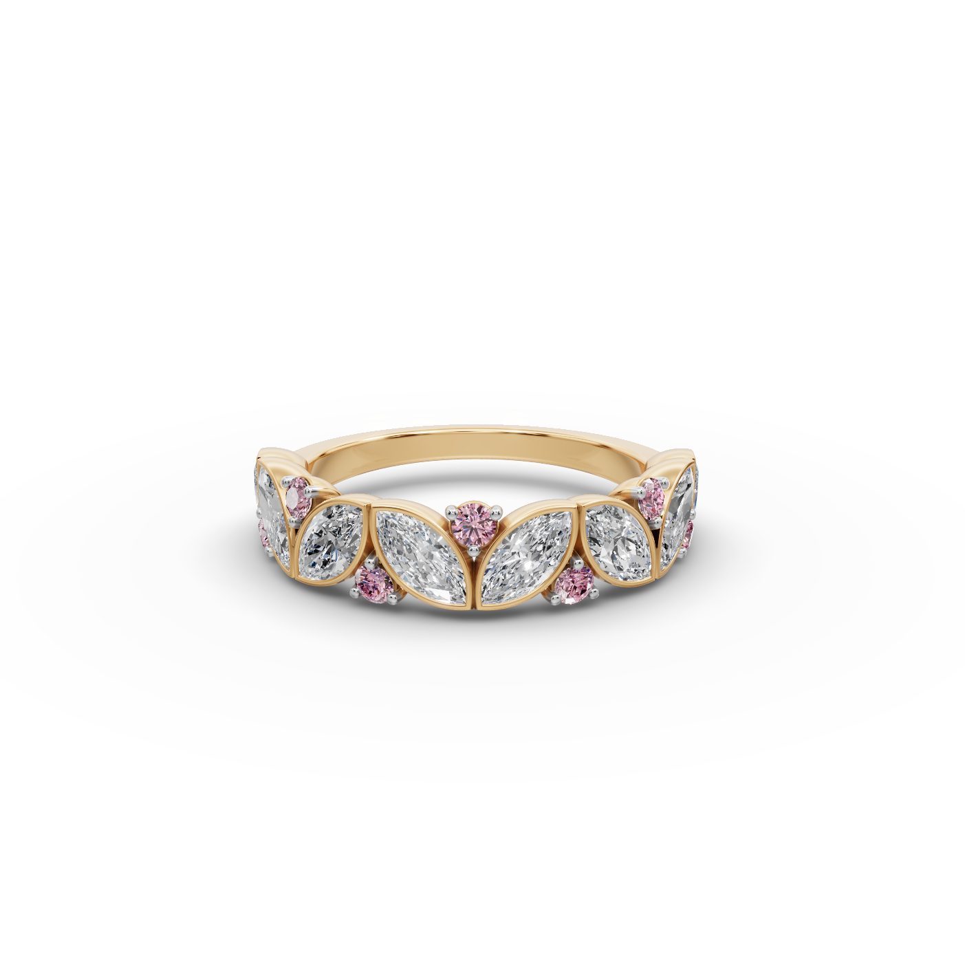 Royal Glow Marquise Lab-Grown Diamond Bands Ring in yellow gold, set with lab-grown diamonds