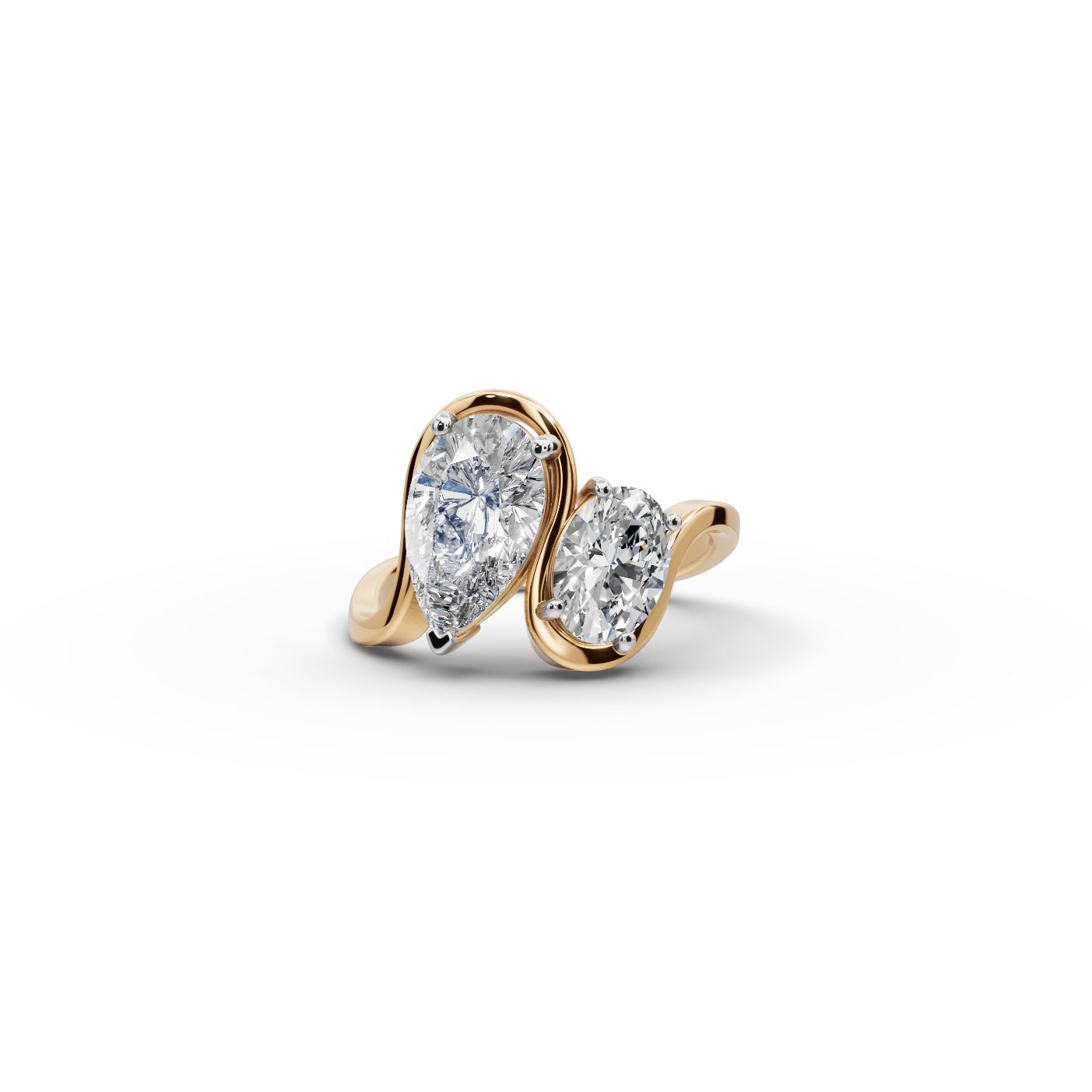 Opulent Bloom Pear Lab-Grown Diamond Two Stone Toi Et Moi in yellow gold, set with lab-grown diamonds
