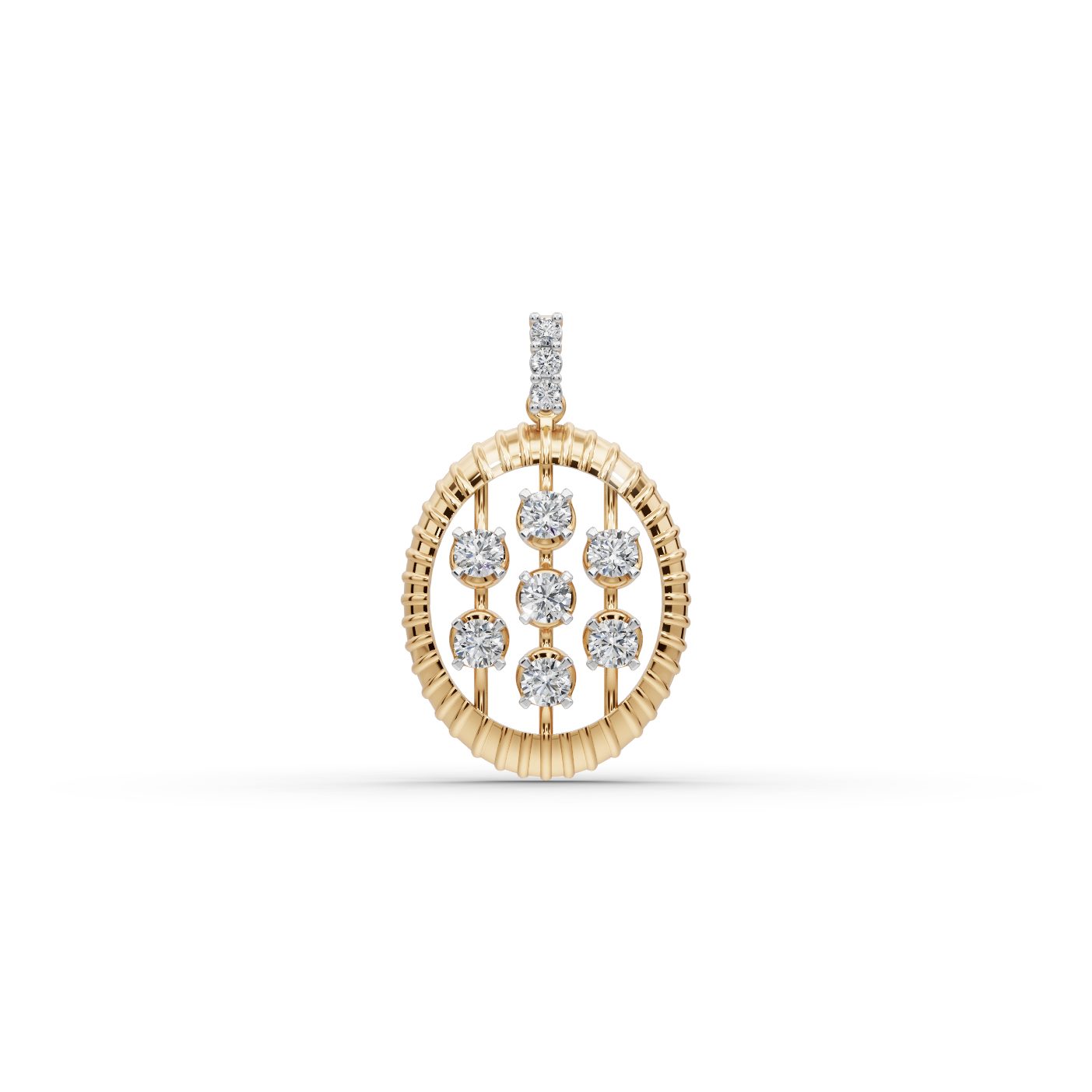 Morning Cascade Round Lab-Grown Diamond Cluster Pendant in yellow gold, set with lab-grown diamonds