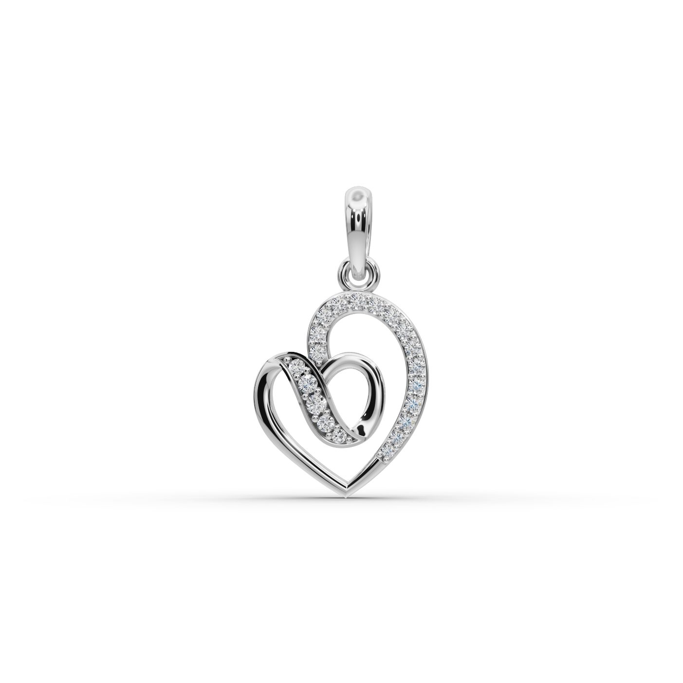 Celestial Grace Heart Lab-Grown Diamond Silver Pendant in silver, set with lab-grown diamonds