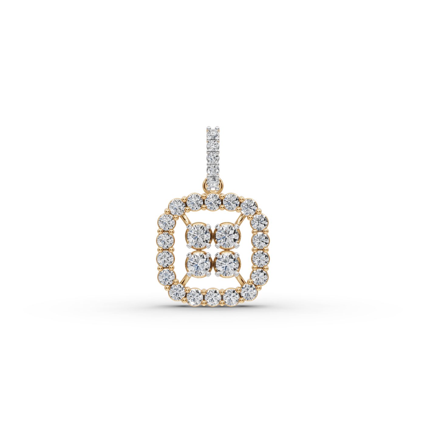 Enduring Reverie Round Lab-Grown Diamond Cluster Pendant in yellow gold, set with lab-grown diamonds