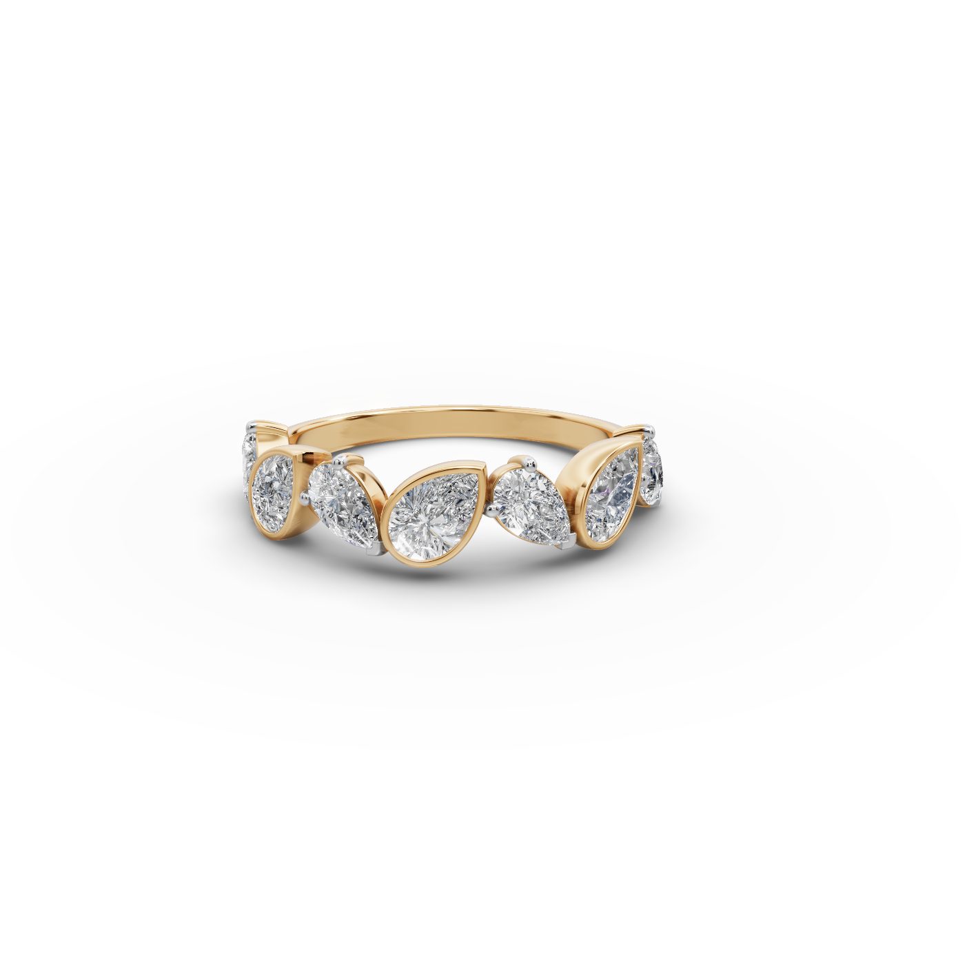 Endless Dew Pear Lab-Grown Diamond Bands Ring in yellow gold, set with lab-grown diamonds