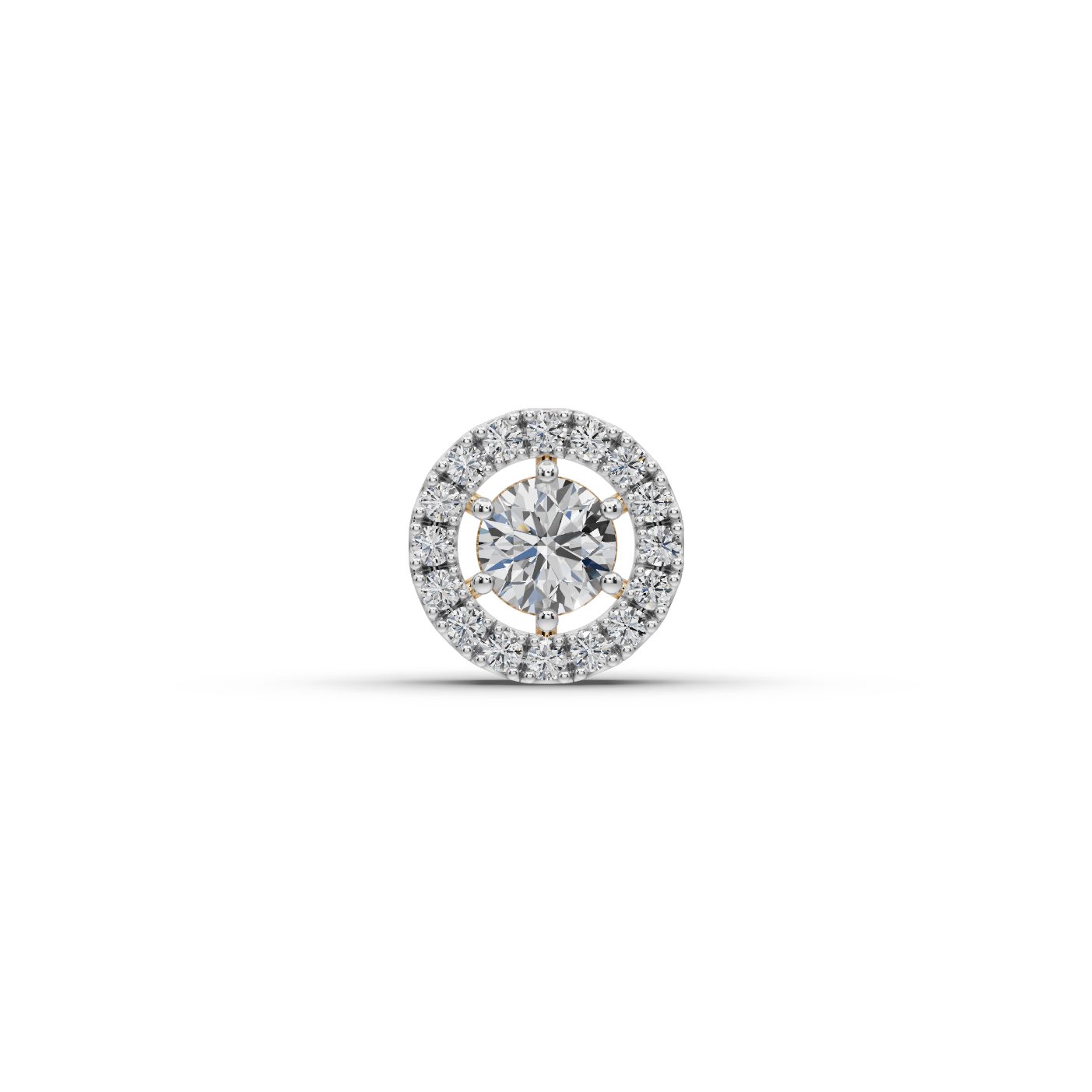 Serene Muse Round Lab-Grown Diamond Halo Pendant in yellow gold, set with lab-grown diamonds