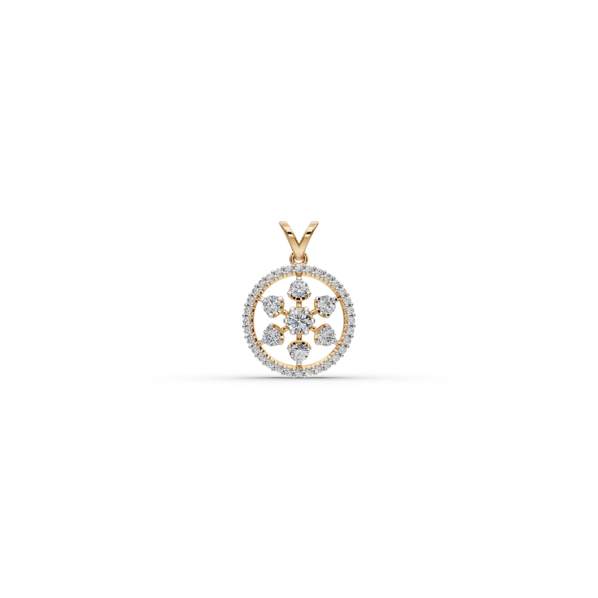 Opulent Crown Round Lab-Grown Diamond Cluster Pendant in yellow gold, set with lab-grown diamonds