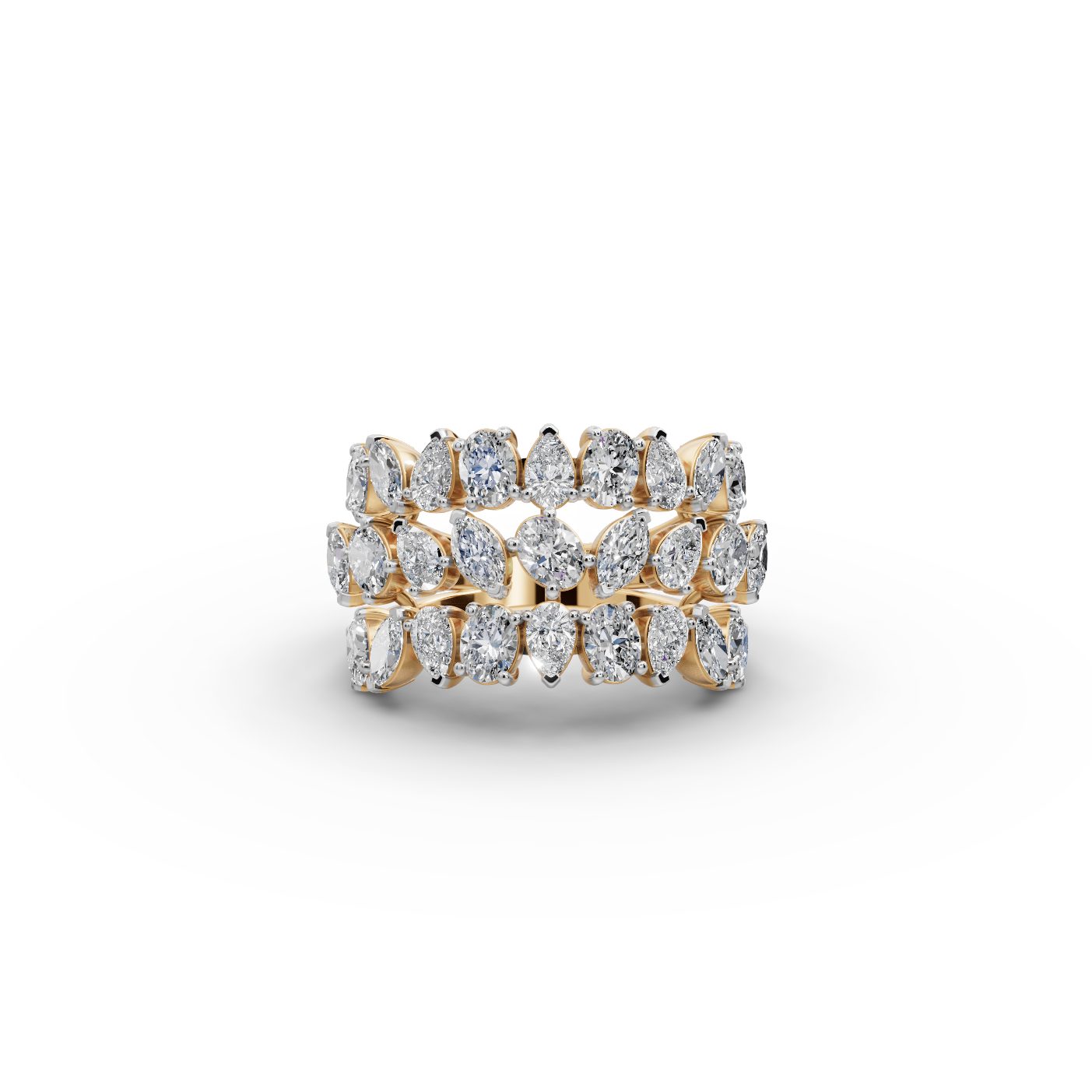 Delicate Reverie Oval Lab-Grown Diamond Bands Ring in yellow gold, set with lab-grown diamonds