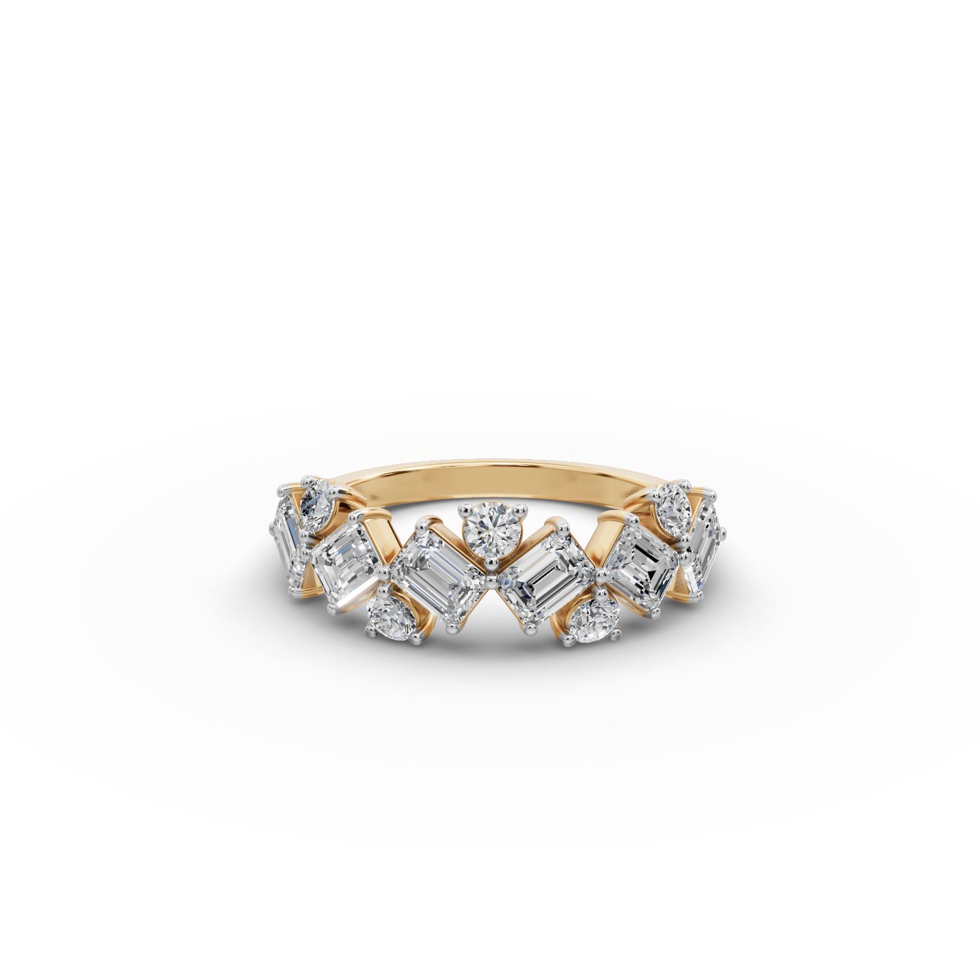 Eternal Muse Emerald Lab-Grown Diamond Bands Ring in yellow gold, set with lab-grown diamonds