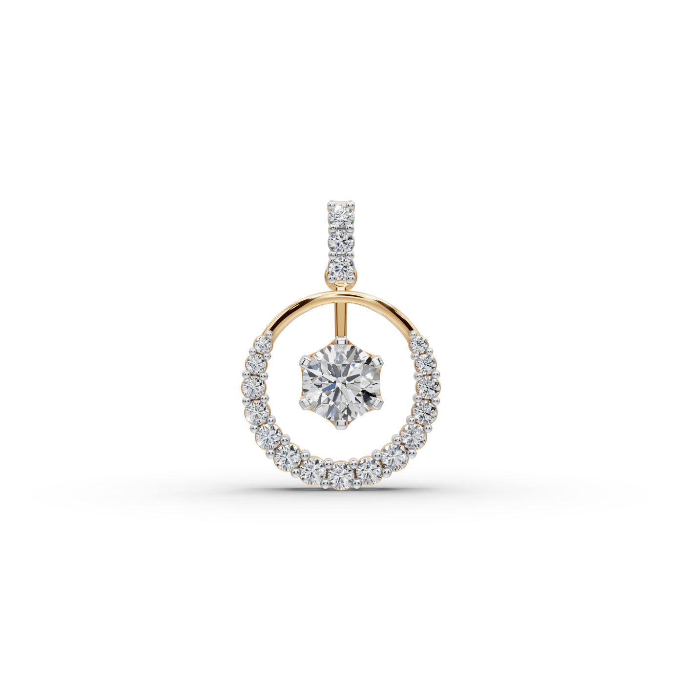 Royal Whisper Round Lab-Grown Diamond Solitaire Pendant in yellow gold, set with lab-grown diamonds