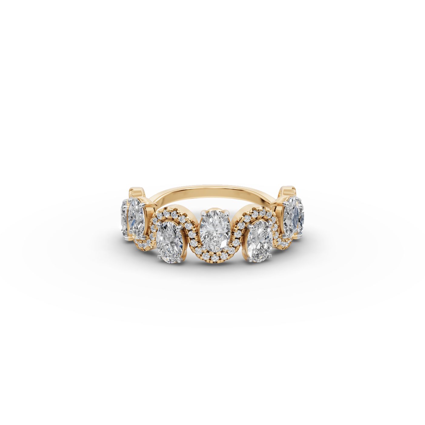 Brilliant Whisper Oval Lab-Grown Diamond Bands Ring in yellow gold, set with lab-grown diamonds