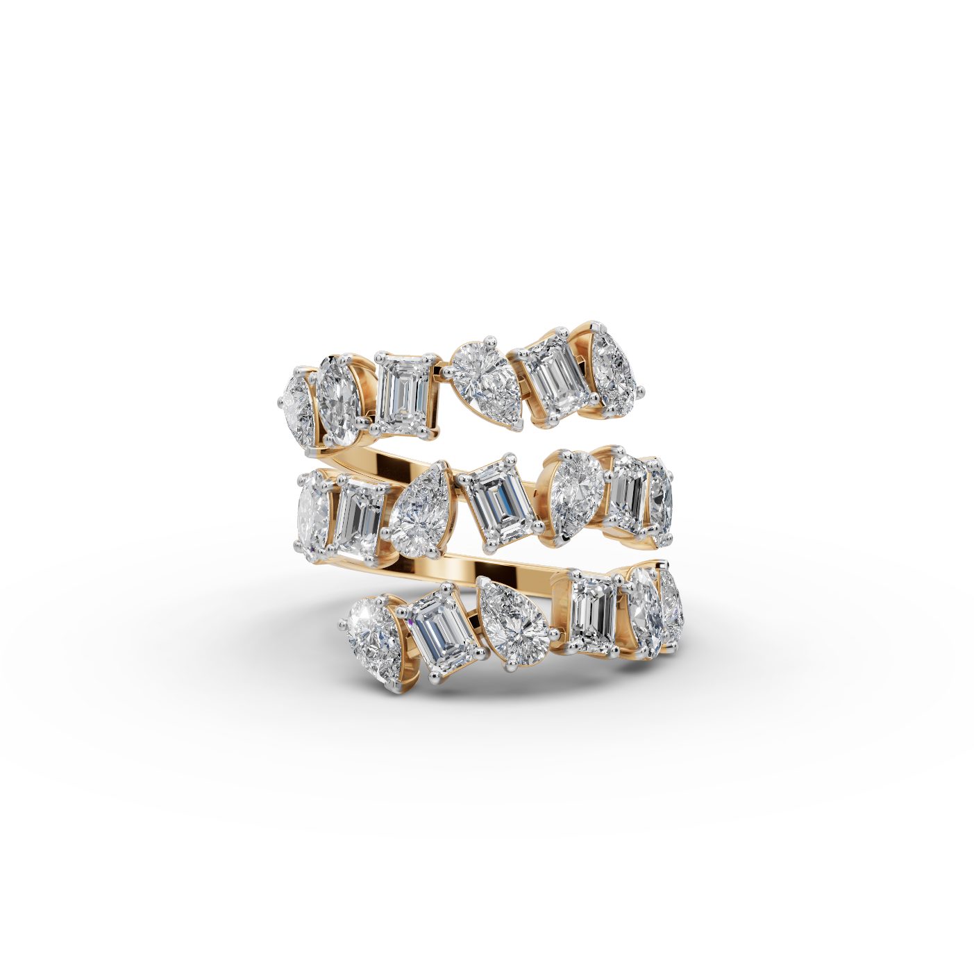 Brilliant Whisper Pear Lab-Grown Diamond Cocktail Ring in yellow gold, set with lab-grown diamonds
