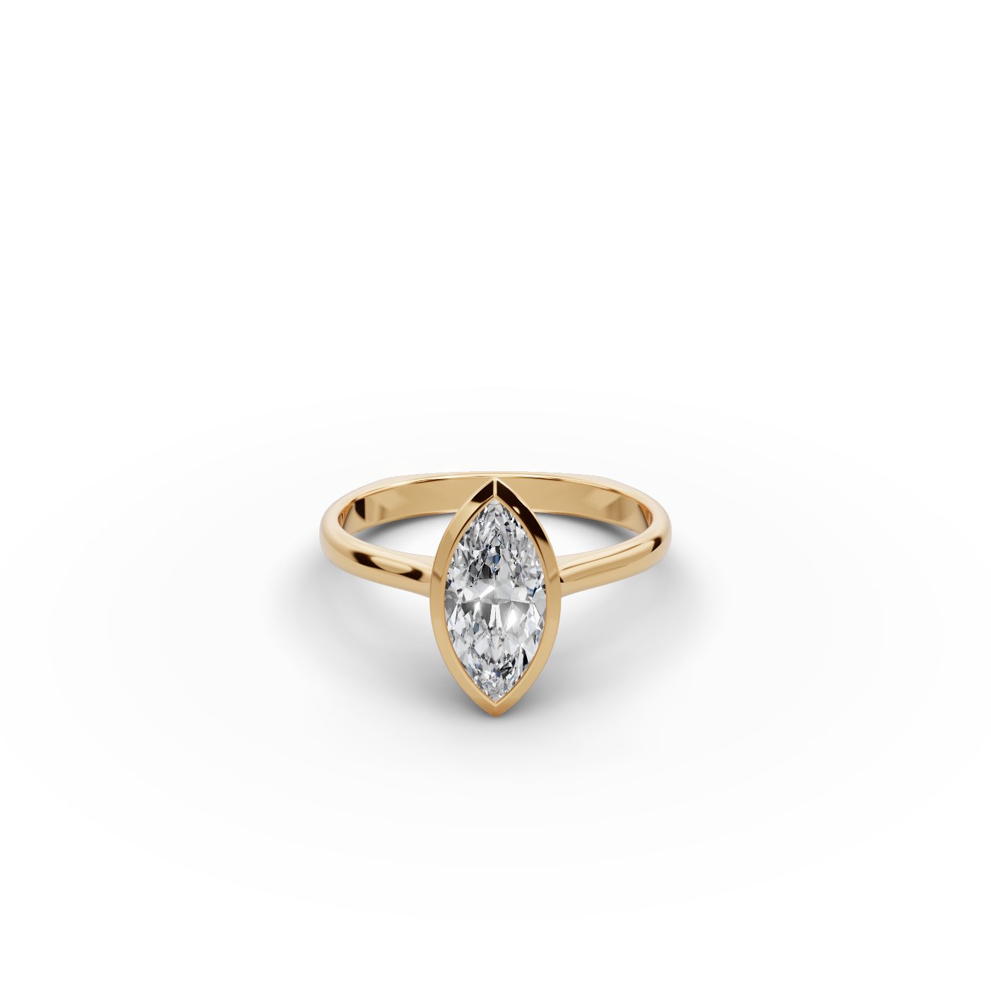 Graceful Sparkle Marquise Lab-Grown Diamond Solitaire Ring in yellow gold, set with lab-grown diamonds