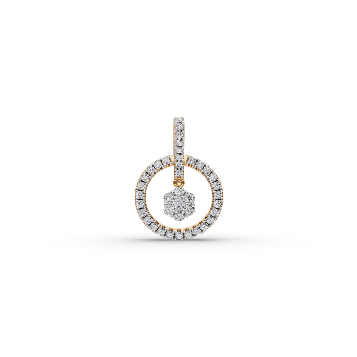 Enduring Whisper Round Lab-Grown Diamond Cluster Pendant in yellow gold, set with lab-grown diamonds
