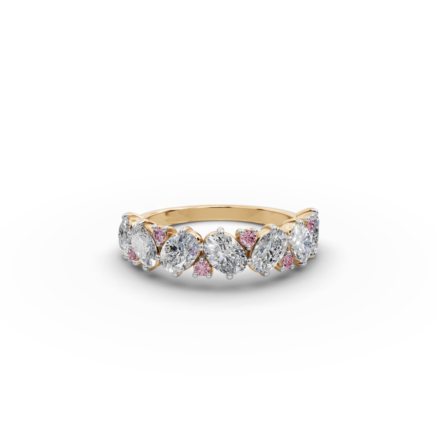 Opulent Promise Oval Lab-Grown Diamond Bands Ring in yellow gold, set with lab-grown diamonds