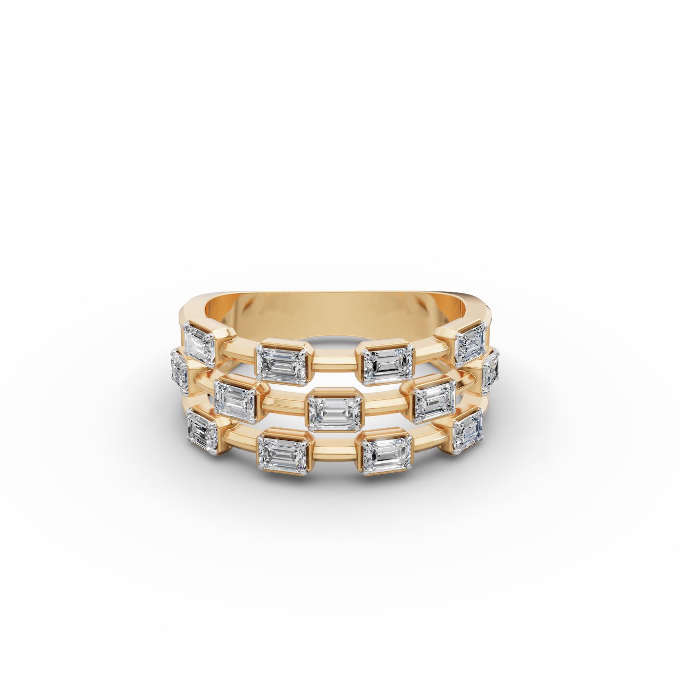 Infinite Aura Emerald Lab-Grown Diamond Bands Ring in yellow gold, set with lab-grown diamonds