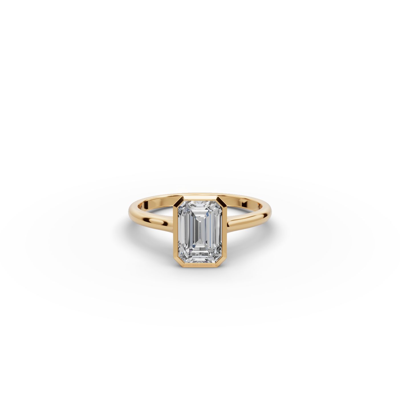 Enduring Glow Emerald Lab-Grown Diamond Solitaire Ring in yellow gold, set with lab-grown diamonds
