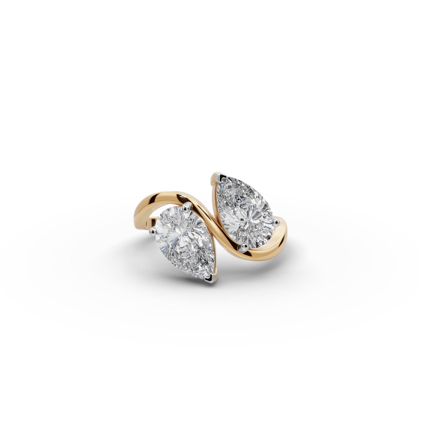 Majestic Whisper Pear Lab-Grown Diamond Two Stone Toi Et Moi in yellow gold, set with lab-grown diamonds