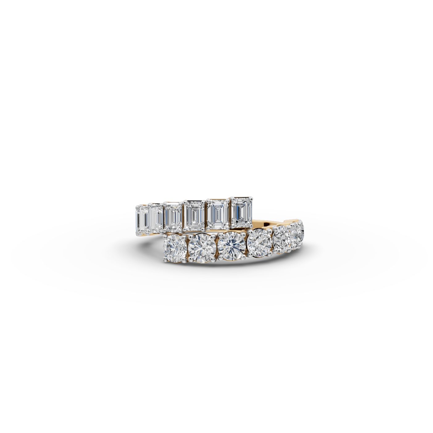 Endless Light Emerald Lab-Grown Diamond Cocktail Ring in yellow gold, set with lab-grown diamonds