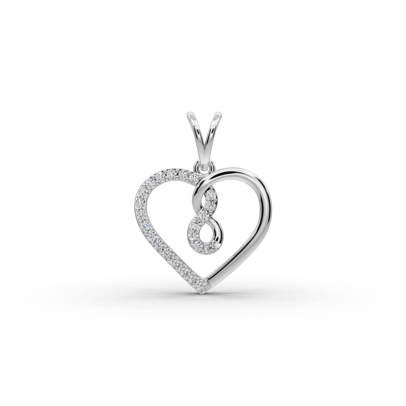 Elegant Glow Heart Lab-Grown Diamond Silver Pendant in silver, set with lab-grown diamonds