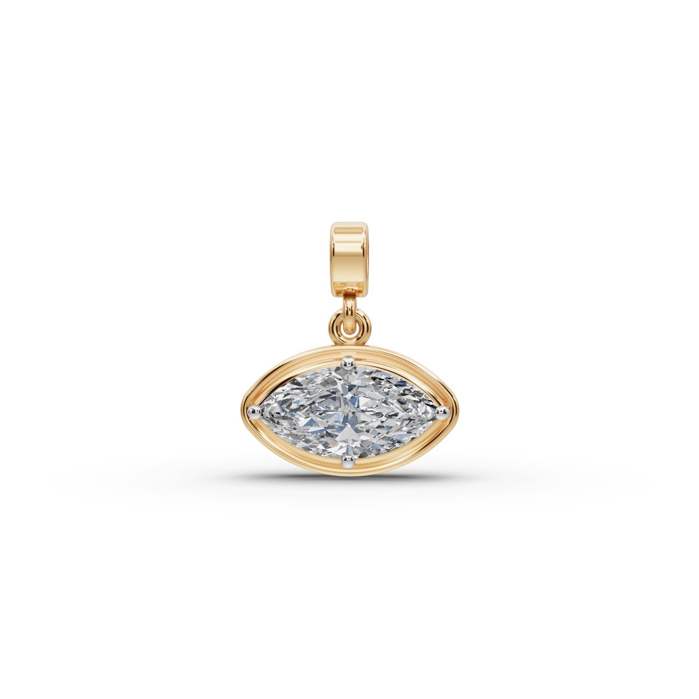 Regal Grace Marquise Lab-Grown Diamond Solitaire Pendant in yellow gold, set with lab-grown diamonds