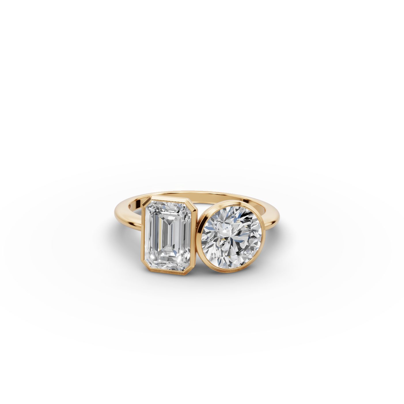 Delicate Promise Round Lab-Grown Diamond Two Stone Toi Et Moi in yellow gold, set with lab-grown diamonds