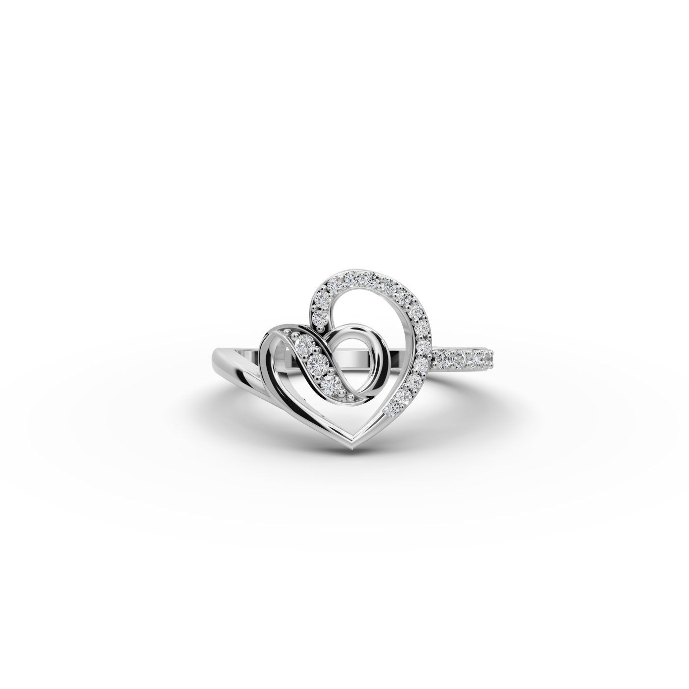 Morning Aura Heart Lab-Grown Diamond Silver Ring in silver, set with lab-grown diamonds