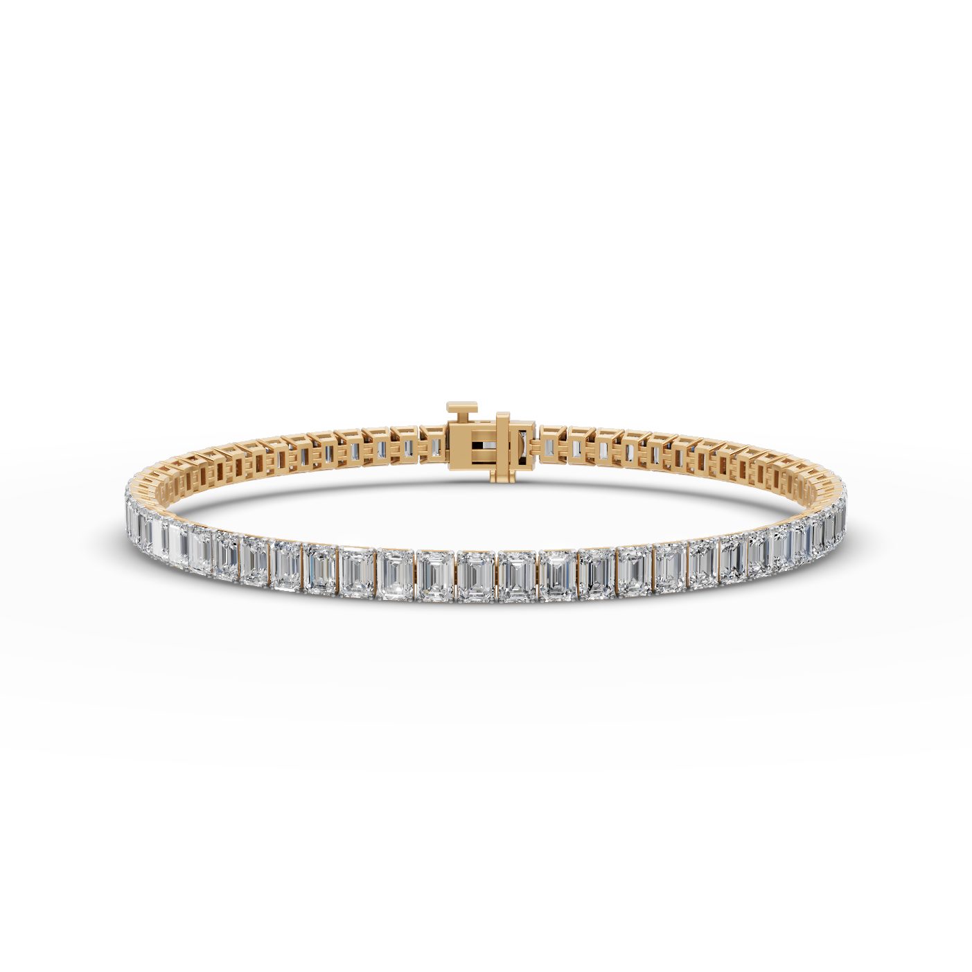 Majestic Crown Emerald Lab-Grown Diamond Tennis Bracelet in yellow gold, set with lab-grown diamonds