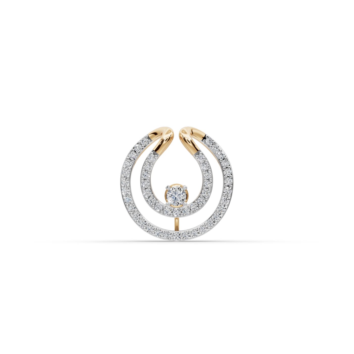 Pristine Cascade Round Lab-Grown Diamond Solitaire Pendant in yellow gold, set with lab-grown diamonds