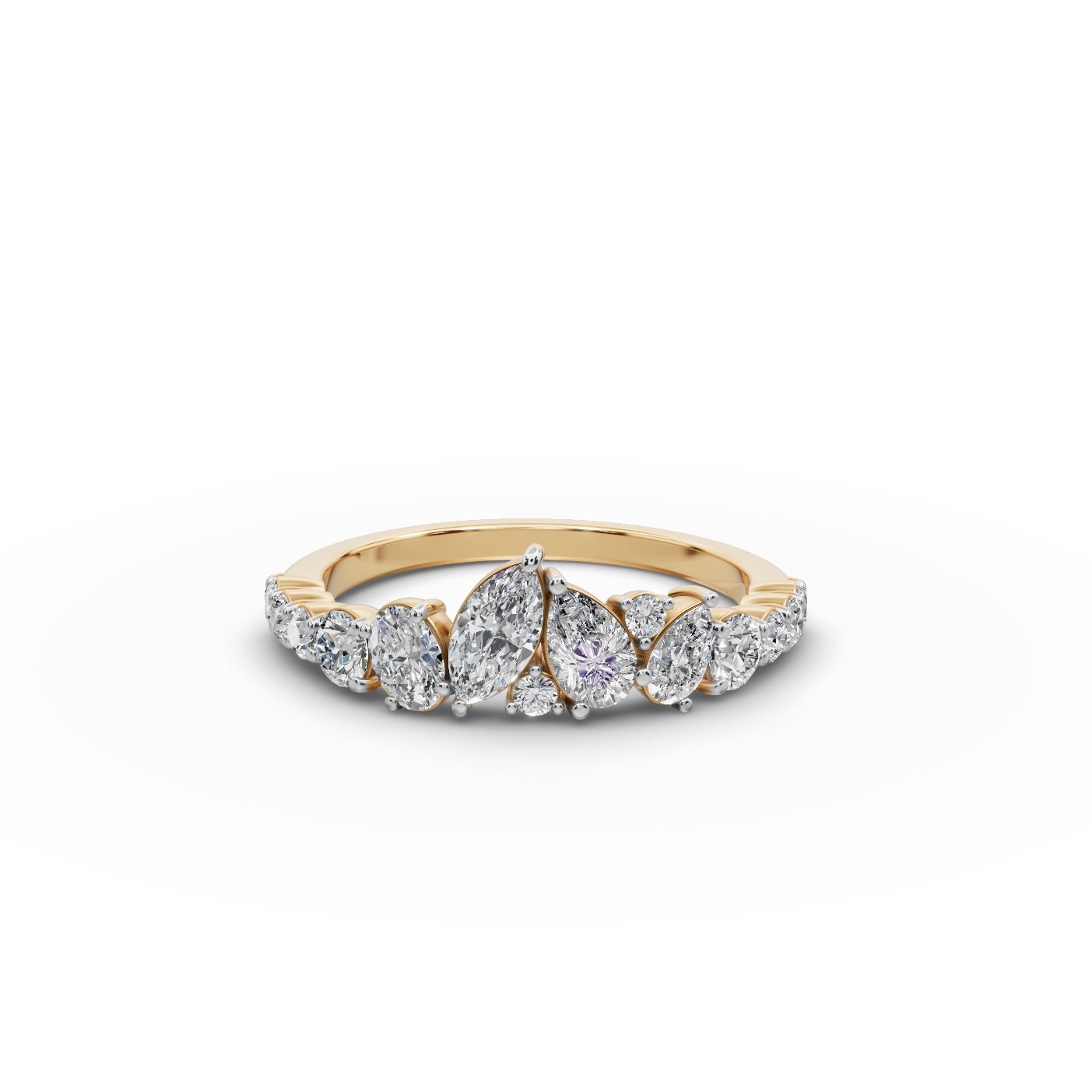 Morning Line Round Lab-Grown Diamond Bands Ring in yellow gold, set with lab-grown diamonds